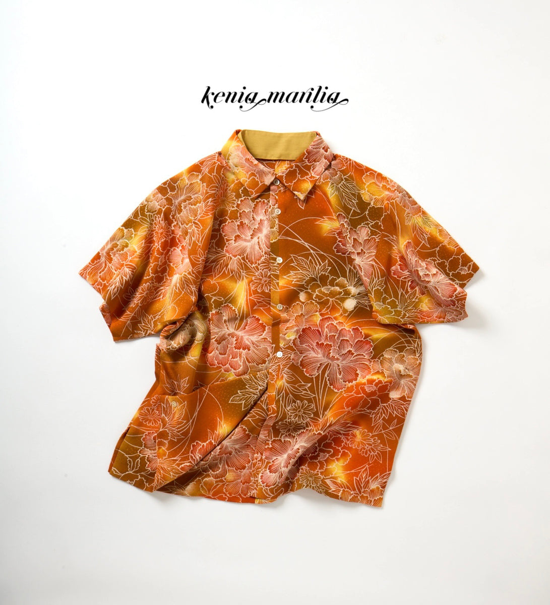 【keniamarilia】ケニシャツ 草花模様 M 几帳に草花模様総地紋【シュッケニ】 – keniamarilia