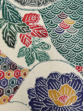 画像をギャラリービューアに読み込む, 鬼しぼ縮緬・花青海波亀甲吉祥模様【サイドギャザーワンピース】