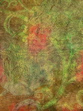 画像をギャラリービューアに読み込む, ⚠️難アリ・赤緑の暈し引箔の唐花模様【ケニショ・大】
