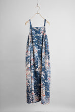 画像をギャラリービューアに読み込む, 濃い深縹菊扇花尽くし模様金彩銀彩【サイドギャザーワンピース】