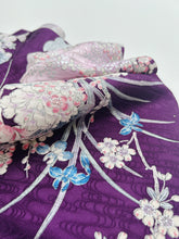 画像をギャラリービューアに読み込む, 流水地紋に雪輪模様草花尽くし【長丈シュッケニ・丈91㎝】