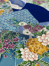 画像をギャラリービューアに読み込む, 開き扇に破れ色紙風景草花模様【シュッケニ】