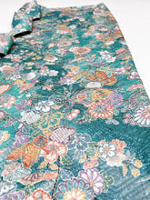 画像をギャラリービューアに読み込む, 浅葱色扇に蝶草花模様【長丈シュッケニ】【日本橋三越品】