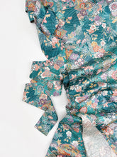 画像をギャラリービューアに読み込む, 浅葱色扇に蝶草花模様【長丈シュッケニ】【日本橋三越品】