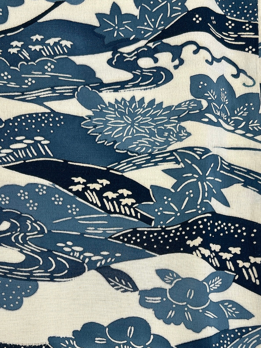 メル様確約 流水に笠松と草花文様 型染め 型染め流水草花模様【開襟・S/M/L】 – keniamarilia