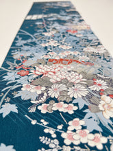 画像をギャラリービューアに読み込む, 濃い深縹菊扇花尽くし模様金彩銀彩【サイドギャザーワンピース】