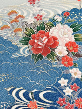 画像をギャラリービューアに読み込む, 縦縞麻葉花模様【スリットワンピース】