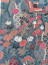 画像をギャラリービューアに読み込む, 縮緬友禅・牡丹藤・草花模様【サイドギャザーワンピース】