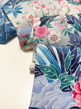 画像をギャラリービューアに読み込む, 鬼しぼ縮緬友禅手描き・流水花鳥模様【サイドギャザーワンピース】