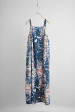 画像をギャラリービューアに読み込む, 濃い深縹菊扇花尽くし模様金彩銀彩【サイドギャザーワンピース】