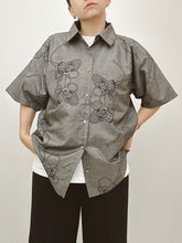 画像をギャラリービューアに読み込む, 新型・9マルキ花文箱模様大島紬【L】