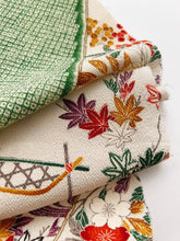 画像をギャラリービューアに読み込む, 柵に四季の草花模様・縮緬