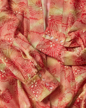 画像をギャラリービューアに読み込む, 膨れ加工に暈し花鹿子模様【四つ釦】