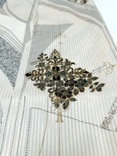 画像をギャラリービューアに読み込む, ⚠️シミあり縞地紋に江戸小紋変わり模様【長丈シュッケニ・丈91㎝】