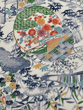 画像をギャラリービューアに読み込む, 型染に御所車風景丸文【六つ釦】