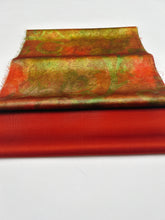 画像をギャラリービューアに読み込む, ⚠️難アリ・赤緑の暈し引箔の唐花模様【ケニショ・大】