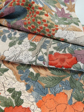 画像をギャラリービューアに読み込む, 縮緬草花鳥模様 【サイドギャザーワンピース】