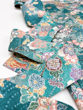 画像をギャラリービューアに読み込む, 浅葱色扇に蝶草花模様【長丈シュッケニ】【日本橋三越品】