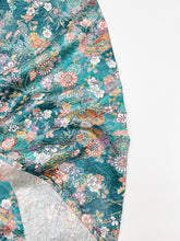 画像をギャラリービューアに読み込む, 浅葱色扇に蝶草花模様【長丈シュッケニ】【日本橋三越品】