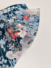 画像をギャラリービューアに読み込む, 濃い深縹菊扇花尽くし模様金彩銀彩【サイドギャザーワンピース】