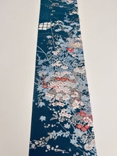 画像をギャラリービューアに読み込む, 濃い深縹菊扇花尽くし模様金彩銀彩【サイドギャザーワンピース】