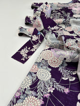 画像をギャラリービューアに読み込む, 流水地紋に雪輪模様草花尽くし【長丈シュッケニ・丈91㎝】
