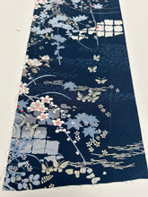 画像をギャラリービューアに読み込む, 濃い深縹菊扇花尽くし模様金彩銀彩【サイドギャザーワンピース】