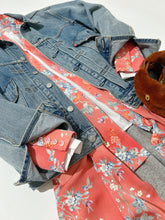 画像をギャラリービューアに読み込む, 唐紅色の花尽くし模様【六つ釦】