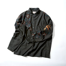 画像をギャラリービューアに読み込む, 緑蝋色水彩風花模様【L】