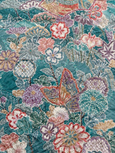 画像をギャラリービューアに読み込む, 浅葱色扇に蝶草花模様【長丈シュッケニ】【日本橋三越品】