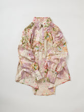 画像をギャラリービューアに読み込む, 変わり波地紋に花扇金彩縁【ブラウス】