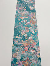画像をギャラリービューアに読み込む, 浅葱色扇に蝶草花模様【長丈シュッケニ】【日本橋三越品】