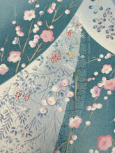 画像をギャラリービューアに読み込む, 青碧色の流線枝花模様暈し染め【ティアード】