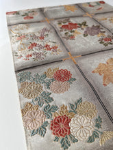 画像をギャラリービューアに読み込む, 格子に花鳥模様、暈し織り帯【あずま型大】