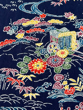 画像をギャラリービューアに読み込む, 花風景模様御所車型染【ギャザータイプ】