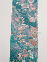 画像をギャラリービューアに読み込む, 浅葱色扇に蝶草花模様【長丈シュッケニ】【日本橋三越品】
