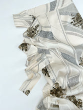 画像をギャラリービューアに読み込む, ⚠️シミあり縞地紋に江戸小紋変わり模様【長丈シュッケニ・丈91㎝】