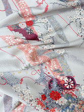 画像をギャラリービューアに読み込む, 【特短】紗綾型地紋に短冊・花車・扇模様