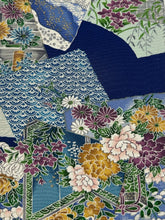 画像をギャラリービューアに読み込む, 開き扇に破れ色紙風景草花模様【シュッケニ】