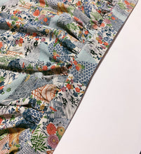 画像をギャラリービューアに読み込む, 縮緬型染め古典柄・四季草花風景模様(地紋なし)