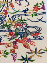画像をギャラリービューアに読み込む, 型染め松竹梅に花模様手織り節紬【シュッケニ】