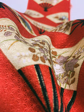 画像をギャラリービューアに読み込む, 扇面に秋草模様付け下げ小紋総麻地紋