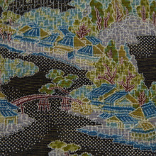 画像をギャラリービューアに読み込む, 家屋風景に樹木模様織り出し西陣お召着物【S】