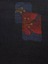 画像をギャラリービューアに読み込む, 色紙に花模様織り出し手織り紬着物【L】