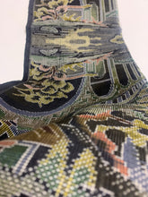 画像をギャラリービューアに読み込む, 橋に家屋風景模様織り出し本場泥大島紬5マルキ