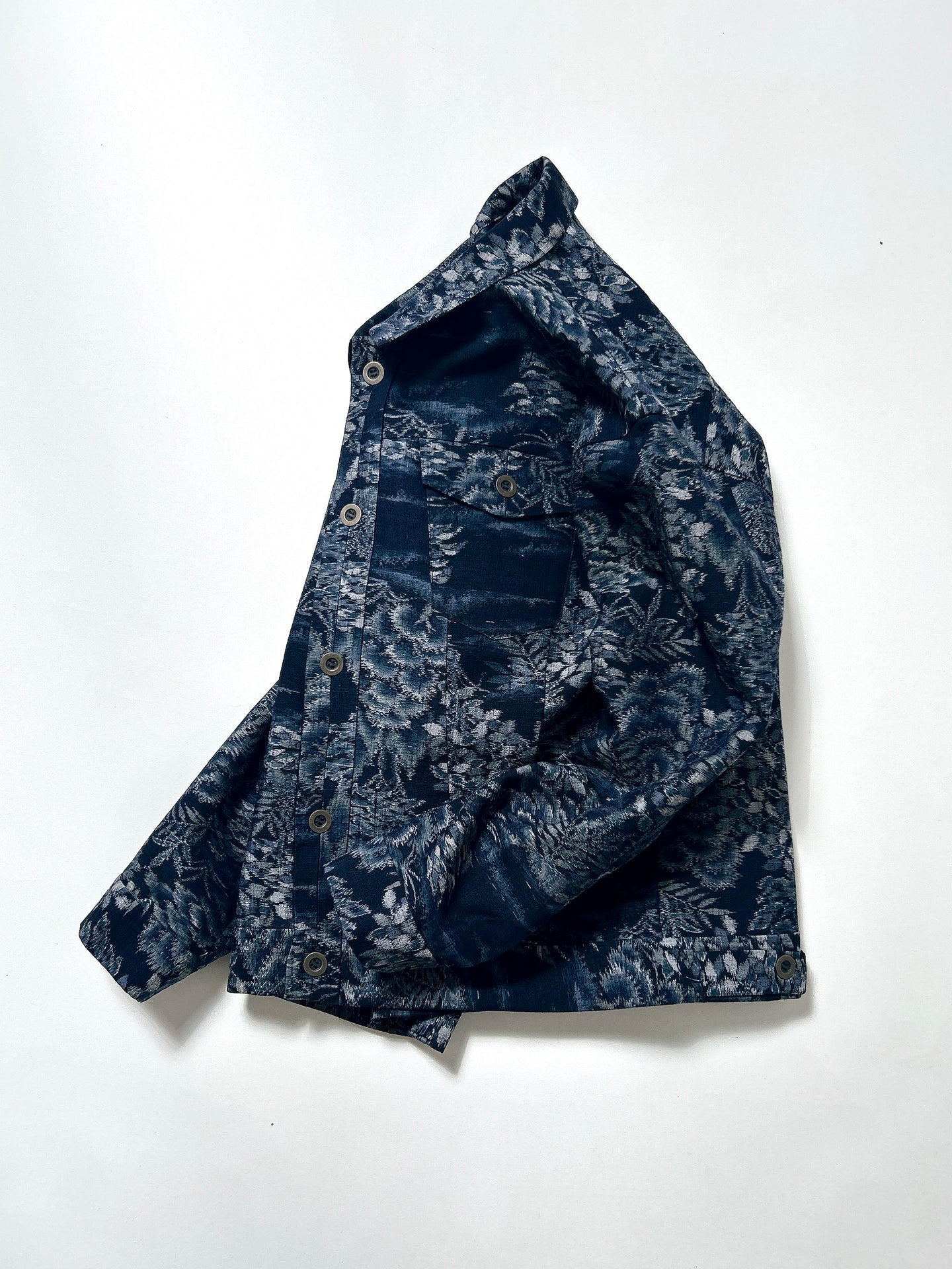 風景暈し葉模様紬【ケニジャン】