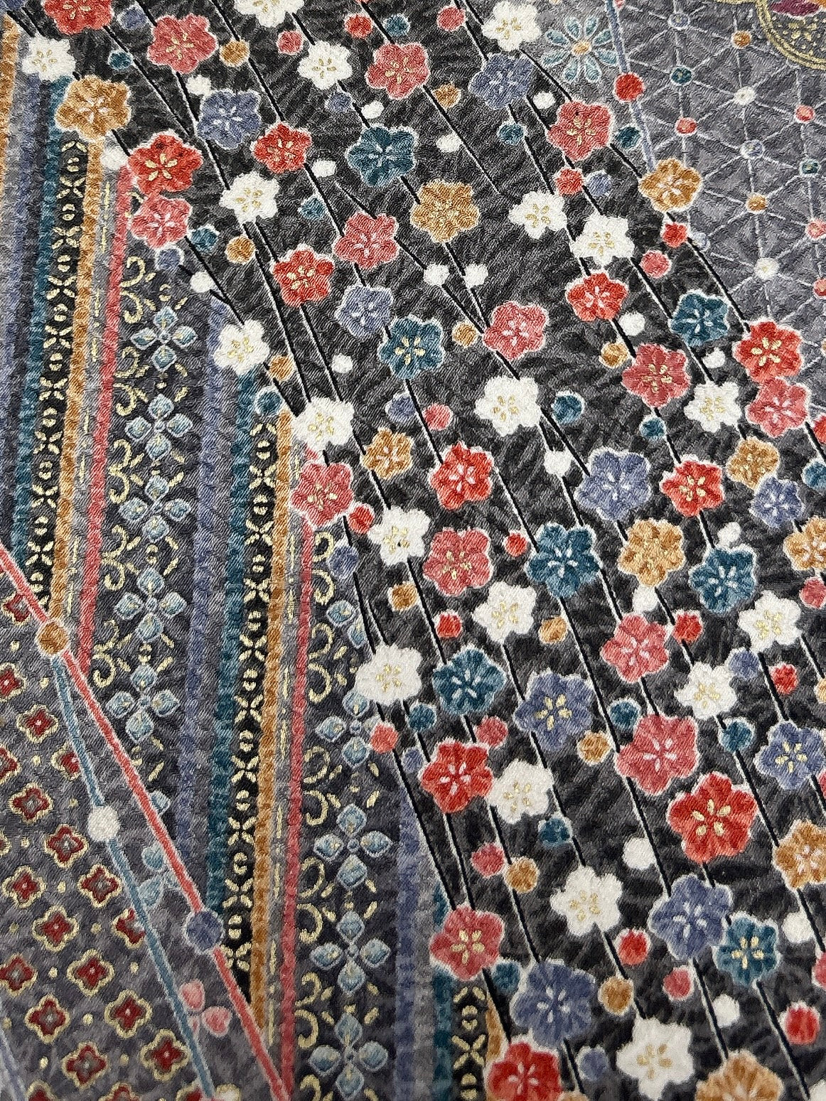 紗綾型地紋に雲取り花散らし模様【ティアード】