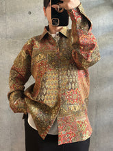 画像をギャラリービューアに読み込む, 紗綾型地紋に手染め更紗丸古典模様【M】
