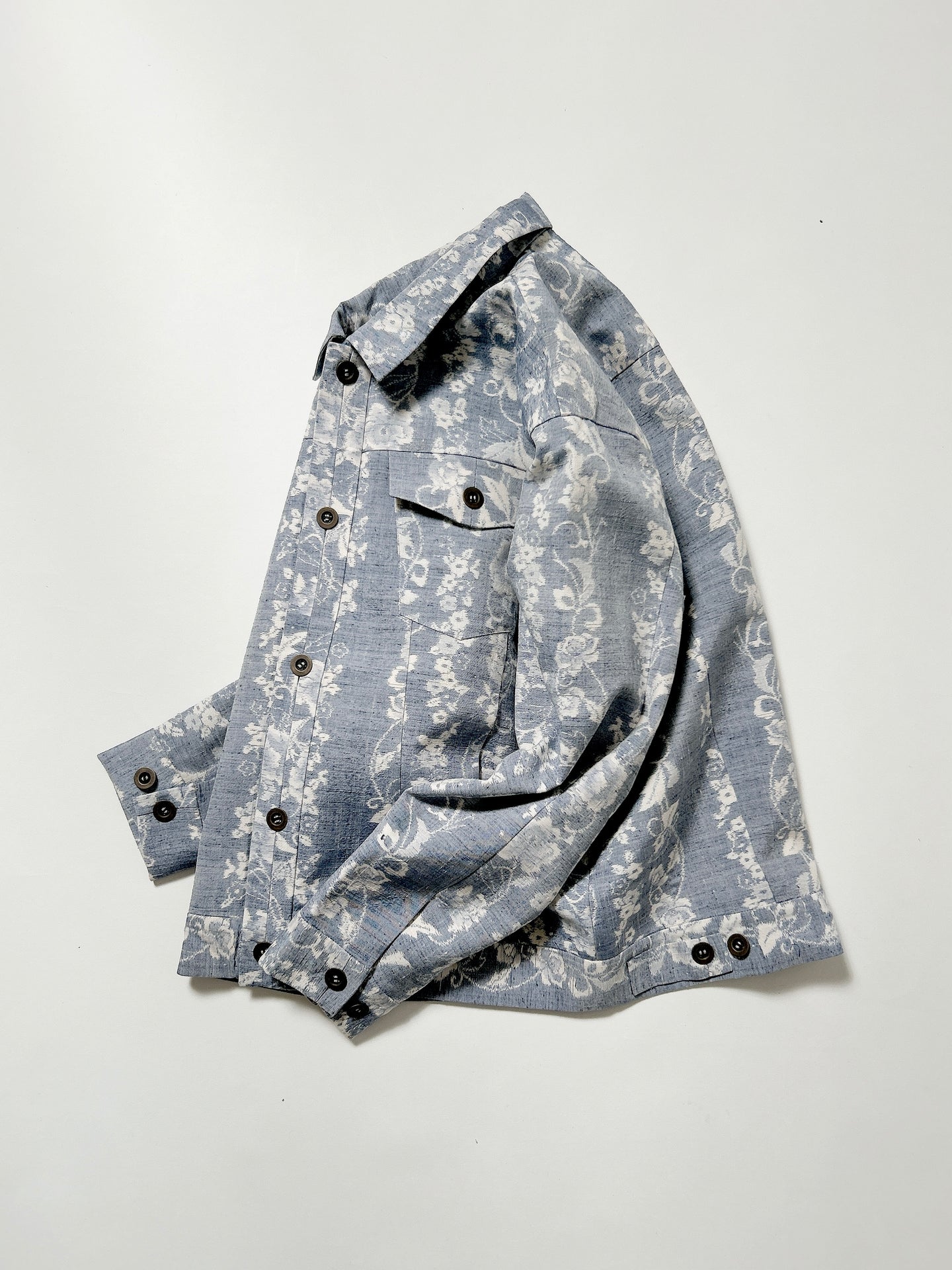 縞唐花模様紬【ケニジャン】