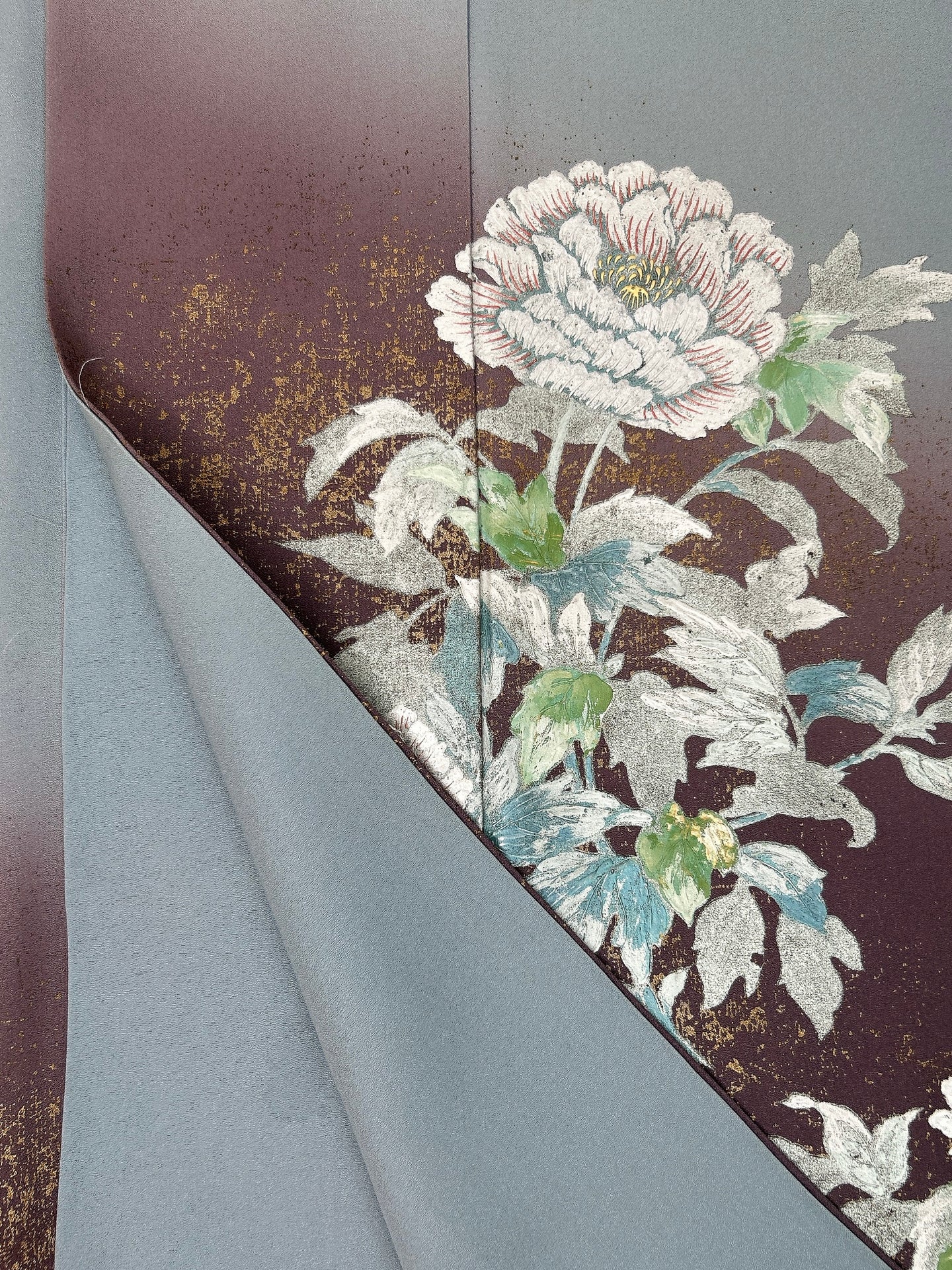 草花模様の暈し染め(花箔)銀彩(作家物)【フォーマルシュッケニ】